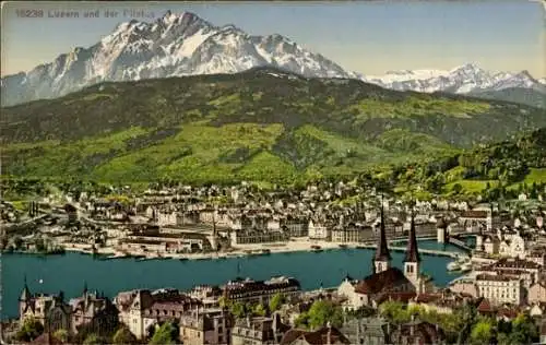 Ak Luzern Stadt Schweiz, Gesamtansicht, Pilatus