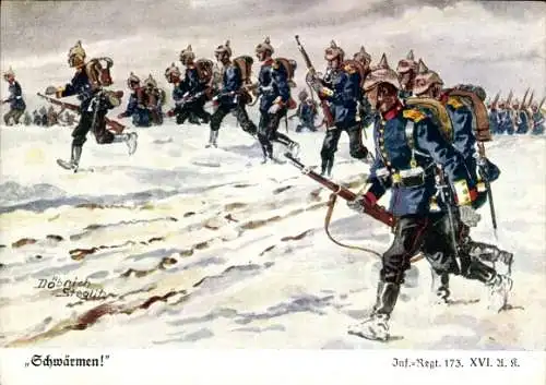 Künstler Ak Döbrich Steglitz, Infanterie Regiment 173, XVI A.K.