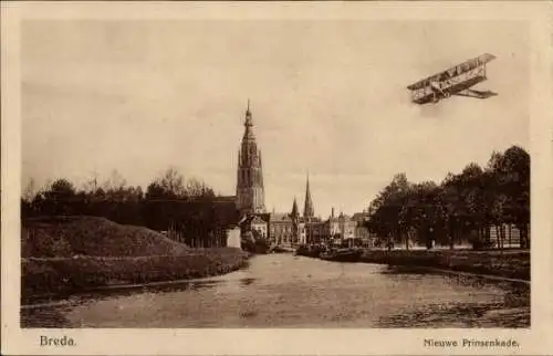 Ak Breda Nordbrabant Niederlande, Nieuwe Prinsenkade, Dom, Stadtansicht, Flugzeug