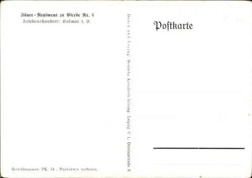Künstler Ak Döbrich-Steglitz, Jäger-Regiment zu Pferde Nr. 3