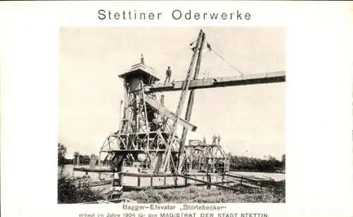 Ak Szczecin Stettin Pommern, Stettiner Oderwerke, Bagger-Elevator Störtebecker