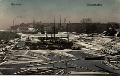 Ak Grudziądz Graudenz Westpreußen, Winterhafen