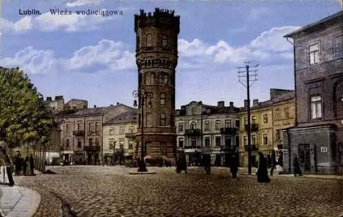 Ak Lublin Polen, Straßenpartie, Turm