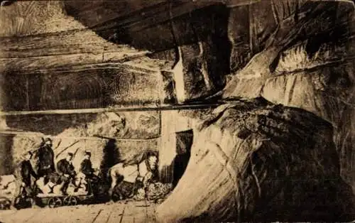 Ak Wieliczka Groß Salze Polen, Salzförderung