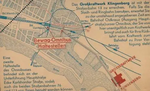 Stadtplan Ak Berlin Rummelsburg, Einladung, Großkraftwerk Besichtigung, Bewag