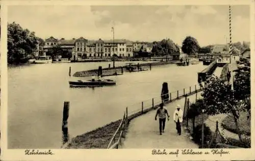 Ak Zehdenick in der Mark, Schleuse und Hafen