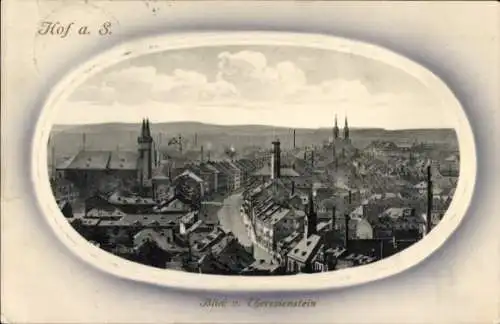 Passepartout Ak Hof an der Saale Oberfranken Bayern, Blick vom Theresienstein