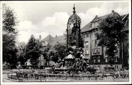 Ak Opole Oppeln Schlesien, Friederichplatz, Monumentalbrunnen