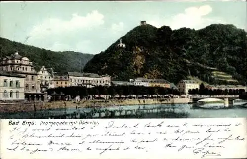 Ak Bad Ems an der Lahn, Promenade, Bäderlei