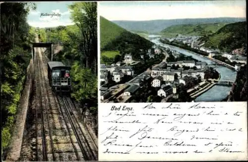 Ak Bad Ems an der Lahn, Malbergbahn, Panorama