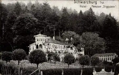 Ak Schwarzburg im Schwarzatal Thüringen, Hotel Pension Trippstein, Inh. Frieda Ciliax