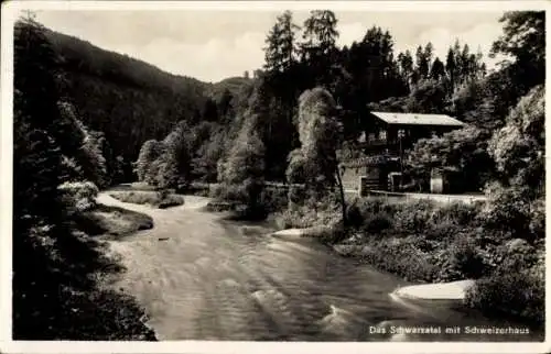 Ak Schwarzburg in Thüringen, Schweizerhaus im Schwarzatal