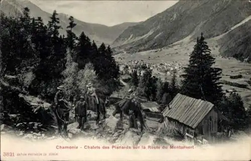 Ak Chamonix Mont Blanc Haute Savoie, Chalets des Planards sur la Route de Montanvert