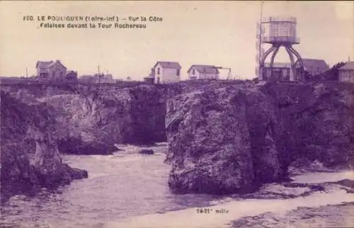 Ak Le Pouliguen Loire Atlantique, Falaises devant la Tour Rochereau