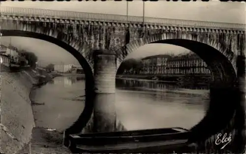 Ak Dax Landes, Pont du Chemin de Fer, Hotel Baignot, Hotel Splendid