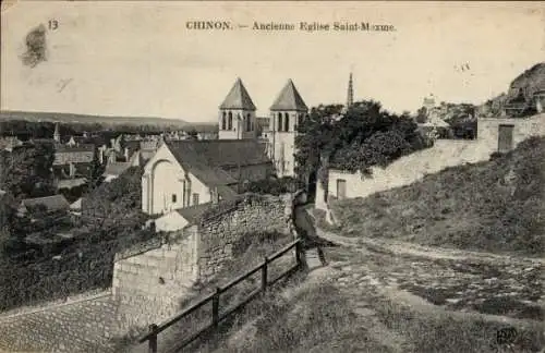 Ak Chinon Indre et Loire, Kirche St. Mexme