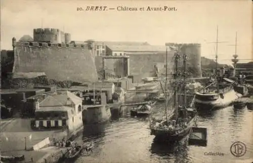 Ak Brest Finistère, Chateau et Avant-Port