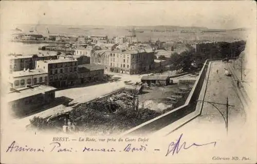 Ak Brest Finistère, La Rade, vue prise du Cours Dajot