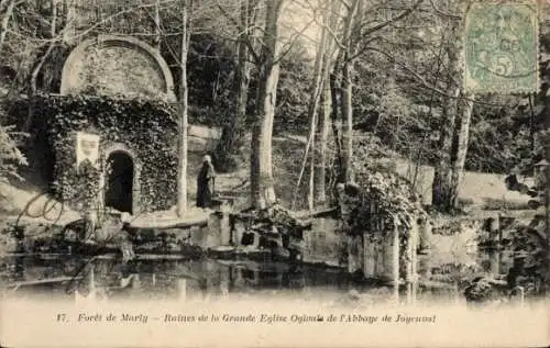 Ak Marly le Roi Yvelines, Foret, Ruines de la Grande Eglise Ogivale de l'Abbaye de Joyenval