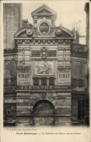 Ak Paris IV, Fontaine du Trésor