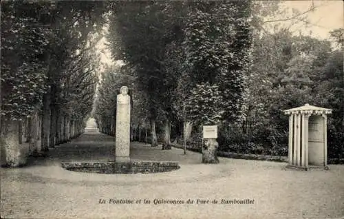 Ak Rambouillet Yvelines, Park, Fontaine, les Quinconces