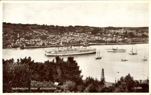 Ak Dartmouth Devon England, Blick von Kingswear, Schiffe