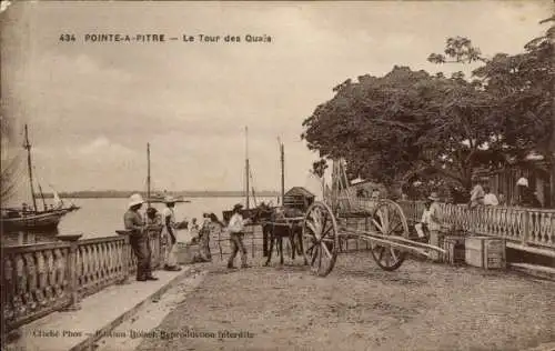 Ak Pointe à Pitre Guadeloupe, Die Tour der Kais