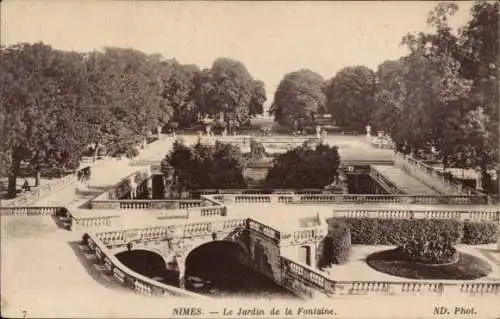 Ak Nîmes Gard, Le Jardin de la Fontaine