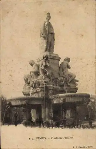 Ak Nîmes Gard, Fontaine Pradier