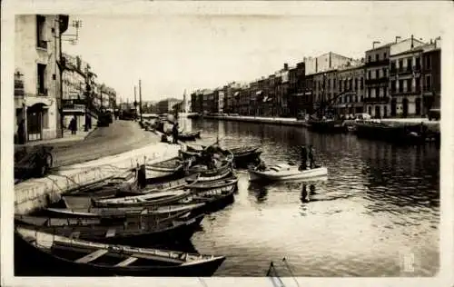 Ak Sète Cette Hérault, Le quai de la Bourne