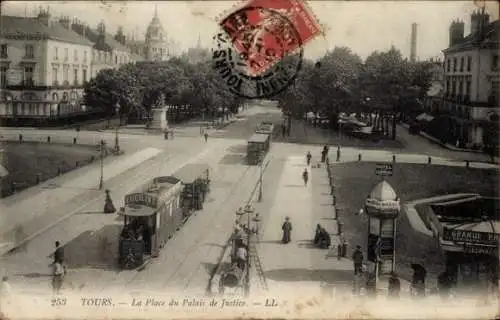 Ak Tours Indre et Loire, Platz am Justiz Palast