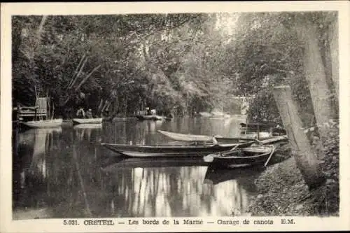 Ak Créteil Val de Marne, Les bords de la Marne, Garage de canots