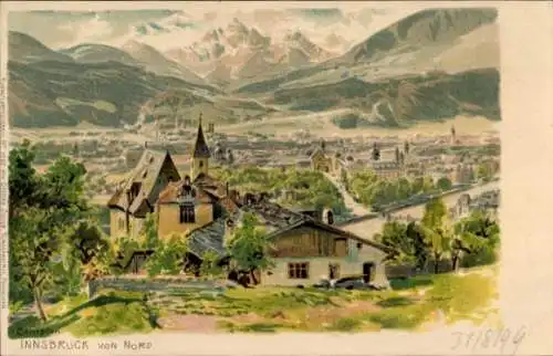 Künstler Ak Compton, Innsbruck in Tirol, Panorama von Nord