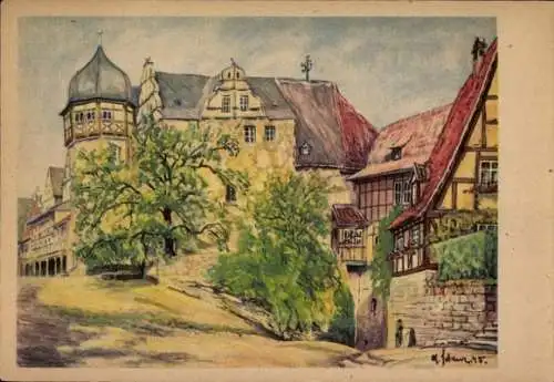 Künstler Ak Schewe, M., Quedlinburg im Harz, Schloss