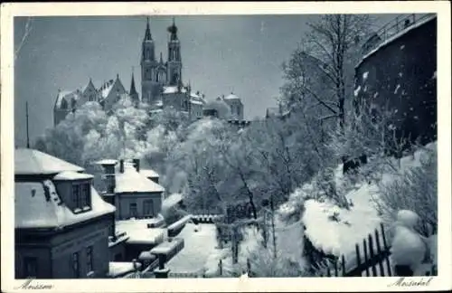 Ak Meißen an der Elbe, Meisatal, Dom, Winter