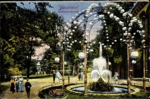 Ak Düsseldorf am Rhein, Tonhalle Garten, Springbrunnen, Wasserfontäne