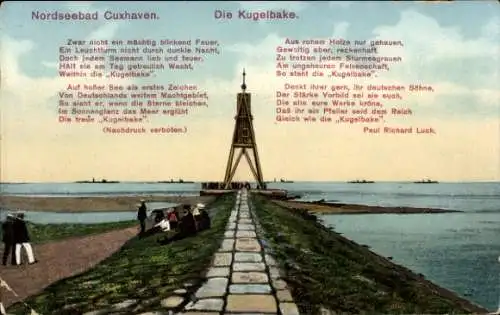 Ak Nordseebad Cuxhaven, Kugelbake, Gedichte, Verse