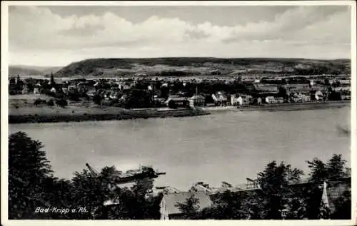 Ak Kripp Remagen am Rhein, Panorama, Flussansicht, Gebäude, Berge