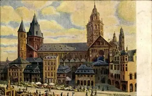 Künstler Ak Kohlmeyer, Mainz, Blick auf den Dom, Vorderansicht