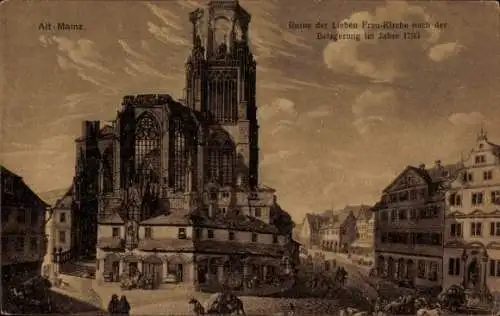 Ak Mainz am Rhein, Ruine der Lieben Frau-Kirche nach der Belagerung im Jahre 1793