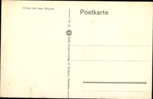 Ak Gruß aus den Bergen, Bayrische Volkstrachten, Mann, Frau, Lederhose