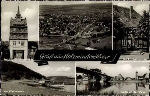 Ak Holzminden im Weserbergland, Raabebrunnen, Reichspräsidentenhaus, Kiekenstein, Panorama