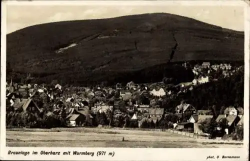 Ak Braunlage im Oberharz, Gesamtansicht, Wurmberg