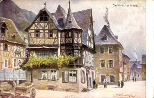 Künstler Ak Heilinger, Bacharach, Fachwerkhaus