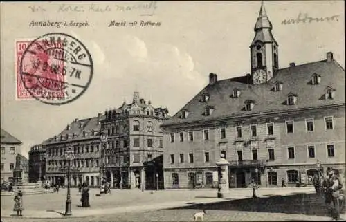 Ak Annaberg Buchholz im Erzgebirge, Markt, Rathaus