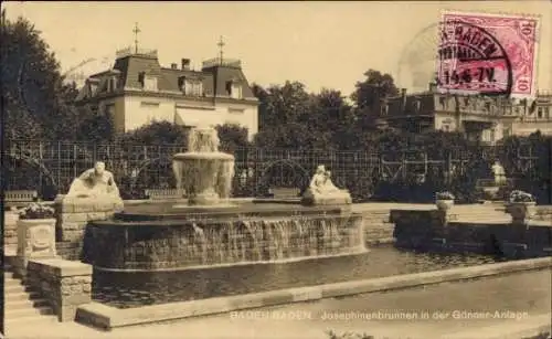 Ak Baden Baden am Schwarzwald, Josephinenbrunnen, Gönner-Anlage