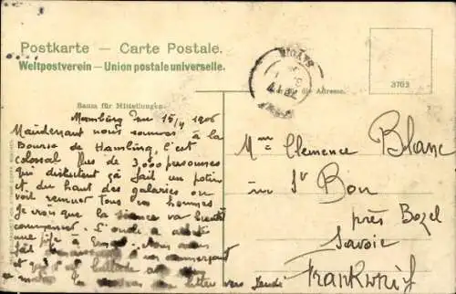 Ak Hamburg, Kaiser Wilhelm Denkmal, Kirchturm