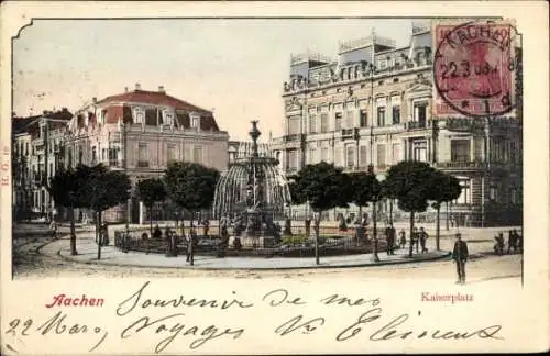 Ak Aachen, Kaiserplatz, Springbrunnen