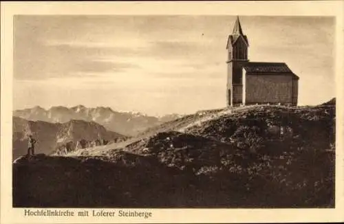 Ak Bergen im Chiemgau in Oberbayern, Hochfellnkirche, Loferer Steinberge