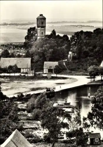 Ak Röbel an der Müritz, Hafen, Turm, Panorama